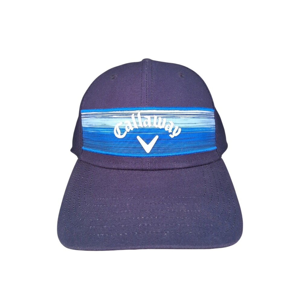Callaway Hat Navy Blue Snapback Golf Cap Stripe Logo Adjustable